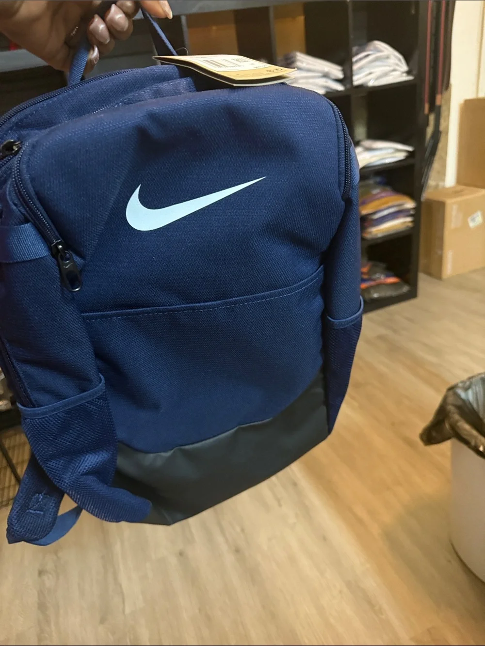 Nike Men's Dark Blue Swoosh Backpack with Black Base